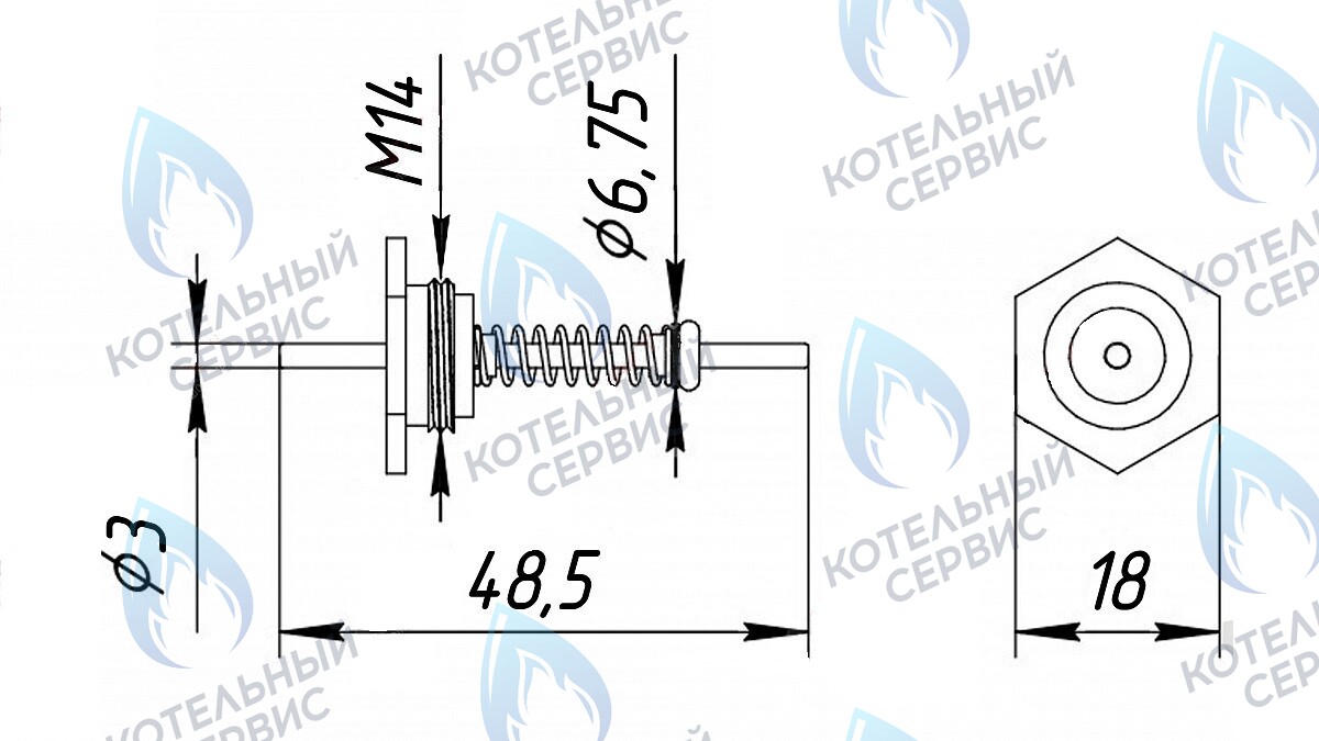 Шток Ø3мм M14