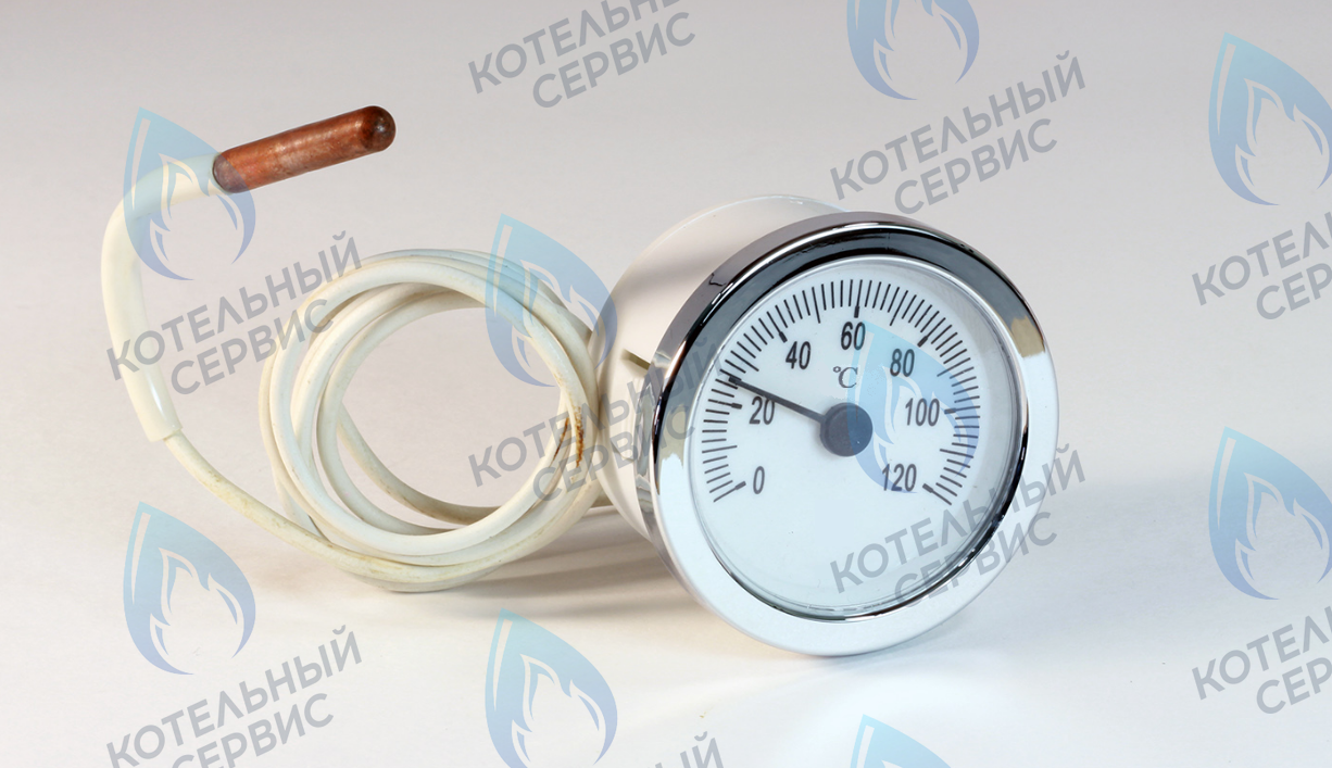 Термометр круглый хром рамка белый корпус 0-120°C FERROLI